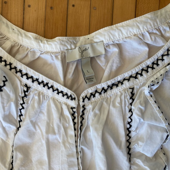 Joie Large Womens Embroidered Peasant Pullover Blouse, Style - Picture 3 of 9